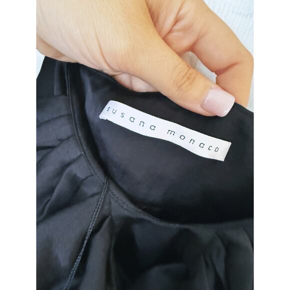 NWT Susana Monaco Mini Dress 4 Black Ruffle Cocktail Party Event Old Money - Picture 6 of 8